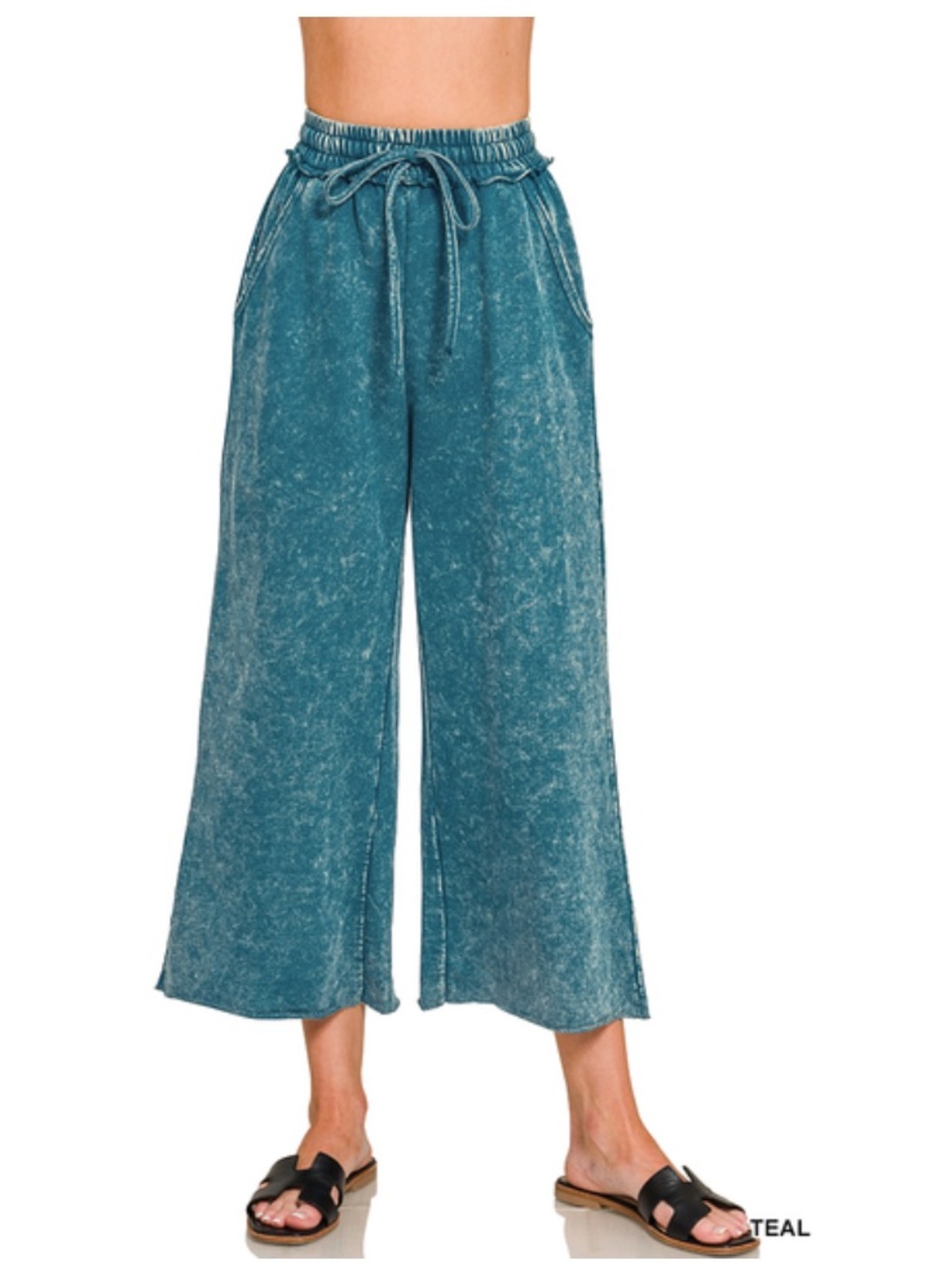 12 small - 3X ❤️Zenana teal WASHED FRENCH TERRY
FLARE PANTS